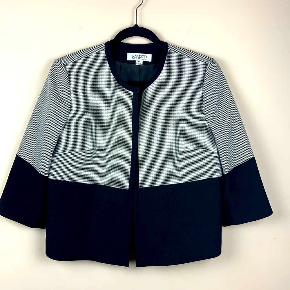 Kasper Open-Front Mixed Print Lined Blazer 8 Peti… - image 1